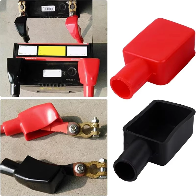 Battery Terminal Cover Car Battery Pole Positive And Negative Protection Cover Soft Plastic Flexible Battery Terminal Insulator Protective 1Pair