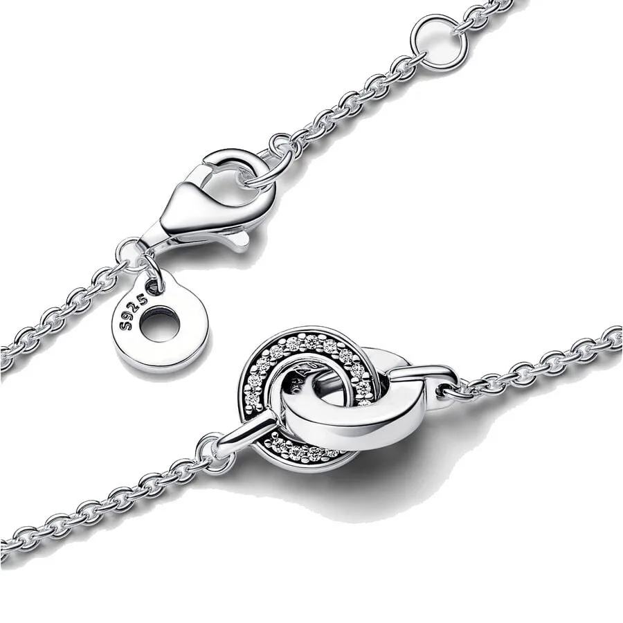 925 Sterling Silver Signature Wrap-Around Pave Chain Bracelets fit For European Bracelet