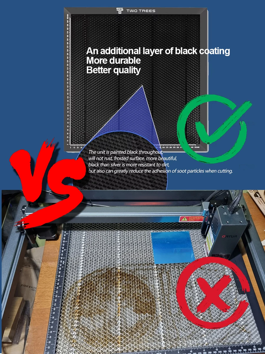 Heavy Duty Honeycomb Metal Table 300/400/500/600mm for Laser Engraver Cutting,Black Oxide Coated Fits for ORTUR xTool two trees — view 2