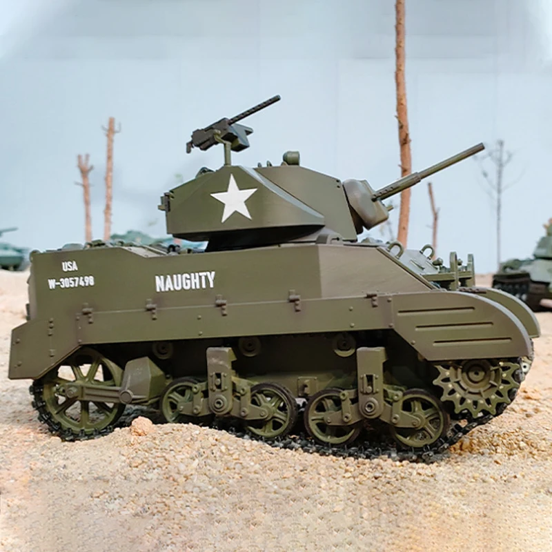 Kubing Ke 1/16 Full Scale US Stuart M5A1 Remote Control Tank Smoke Belt Expansion Simulation Model Outdoor Toy Festival Gift 2