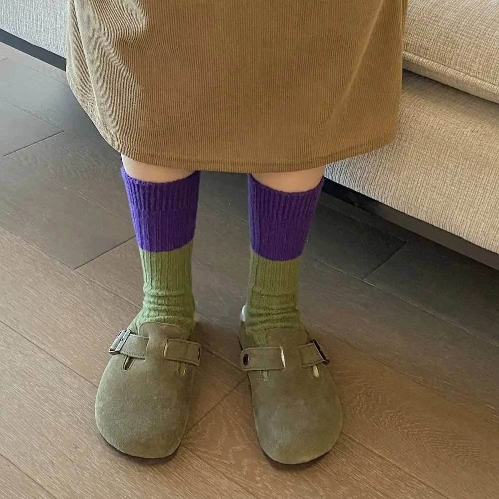 Modische Retro Wollsocken in Wadenlänge Koreanischer Stil Verdickte Mittellange Socken Farbblockierung Outdoor-Kurzsocken Herbst Winter – Detail 2