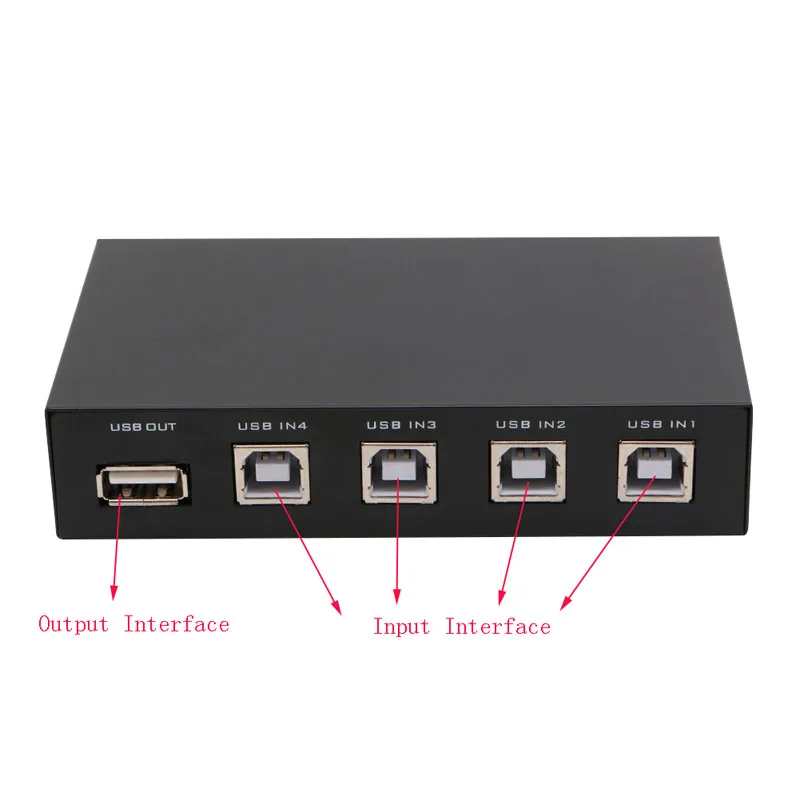 20CB USB 프린터 공유 장치, 4 in 1 출력 프린터 공유 장치 4 포트 수동 KVM 스위칭 스플리터 허브 변환기
