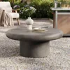 Grey round concrete coffee table - Cement Low floor coffee table - Weather resistant stone patio coffee table 5