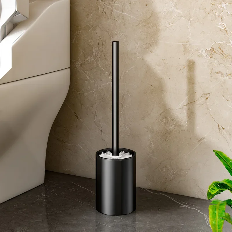 Bathroom Toilet Brush Holder Cleaning Tools Space Aluminum Wall Mounted No Drill Vertical Toilet Brush Bathroom Accessories