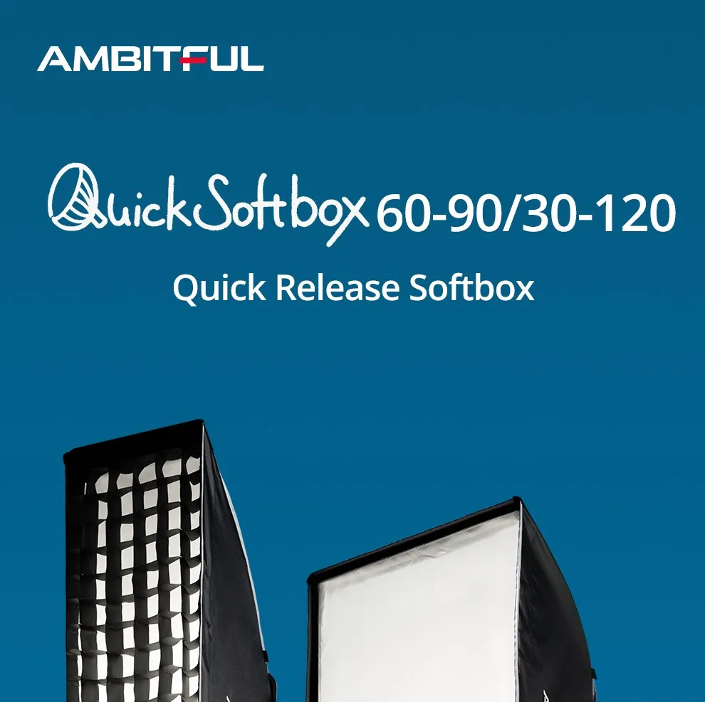 Description Picture 2 of itemAMBITFUL QS60*90CM 30120 Quickly Release Bowens Mount Strip Softbox + Honeycomb Grid Outdoor Soft Box for Studio Flash LED Light
