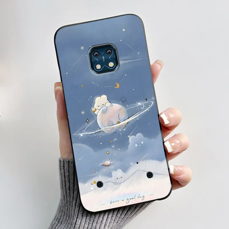 Aesthetic Cute Cat Astronaut Cartoon Black TPU Silicone Shockproof Phone Case Cover