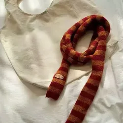 Elegant Black and Grey Stripe Women's Cotton Fashion Neckerchief Scarf (Orange)