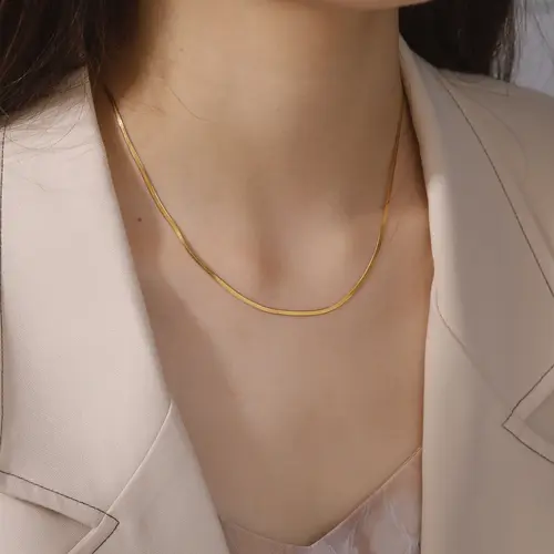 Skyrim Stainless Steel Snake Chain Necklace for Women Men Gold Color Herringbone Choker Neck Chains 2026 Trend Jewelry Gift Hot - Image 8