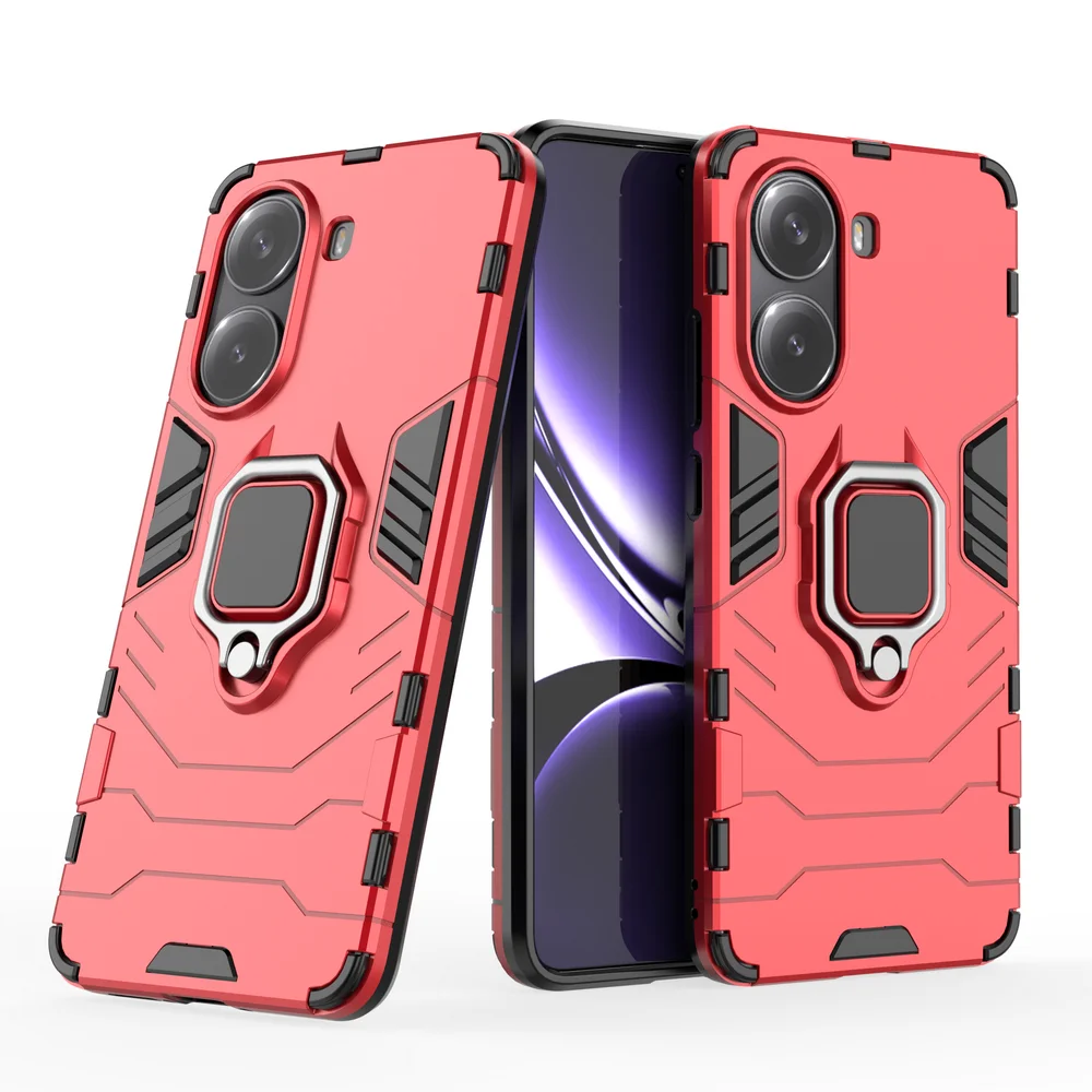 Anti-Shock Hard Plastic Case with Ring Holder and Rugged Armor Heavy Duty Stand