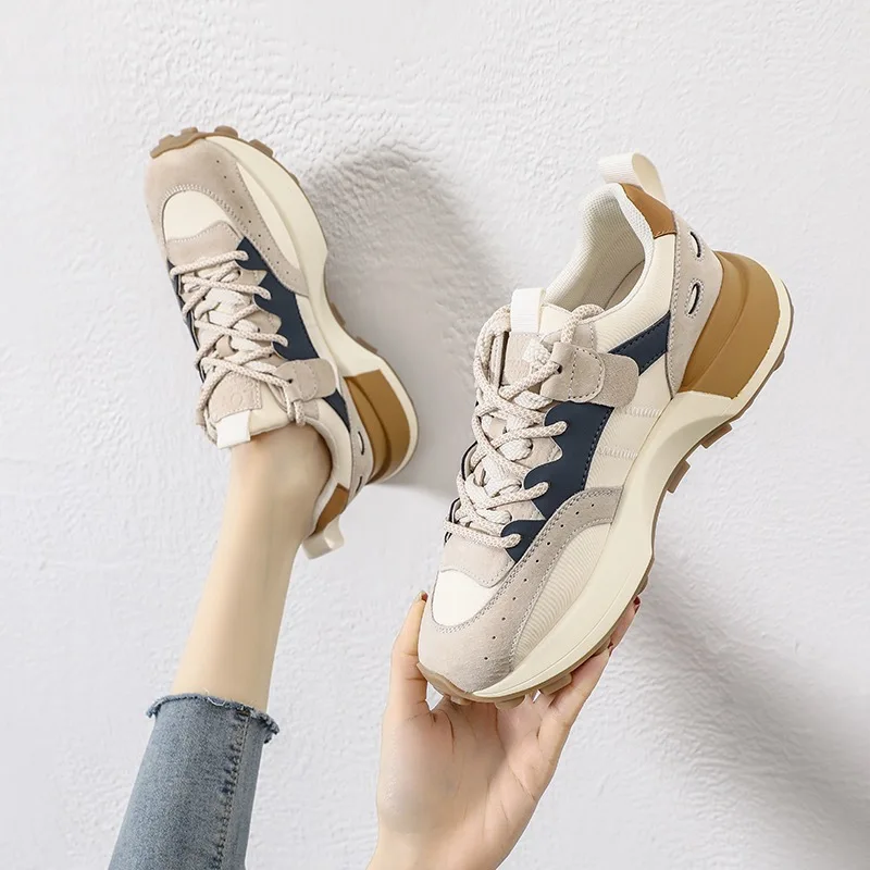 

European Genuine Shoes Female 2023 Spring and Autumn New Color Patchwork Fashion Shoes Woman Sneakers Student Vulcanize Shoes