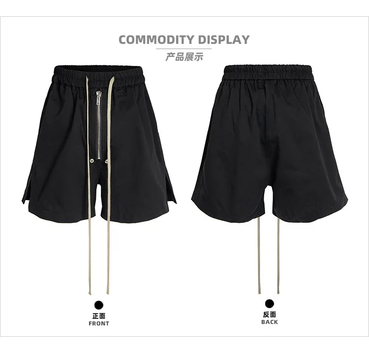 MIJKO Side Split Boxing Shorts Mens Elastic Waist Black Drawstring Five Quarter Pants 2