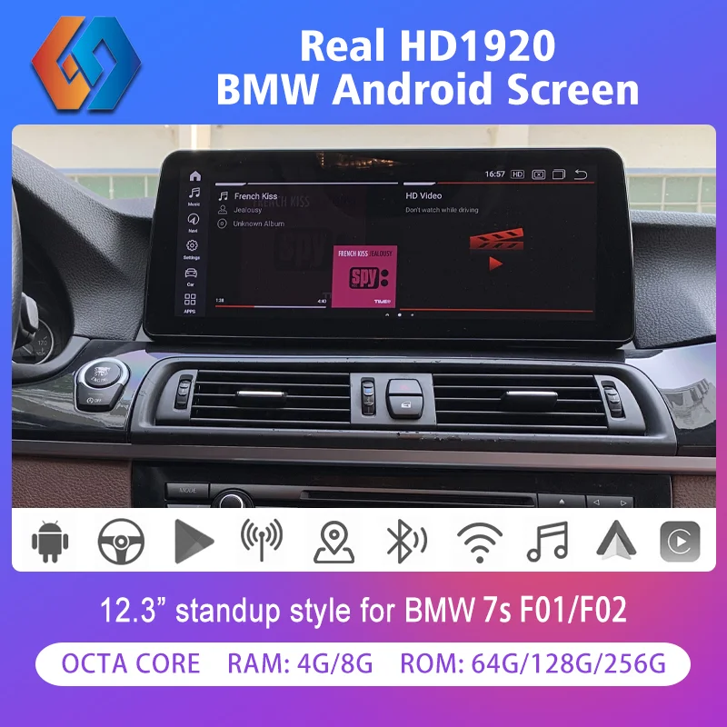 

12.3" for BMW 7s F01 F02 Android 12.0 Car Screen Highest Resolution 1920x720 1 Din Auto Radio GPS Navigation with 4GLTE CarPlay