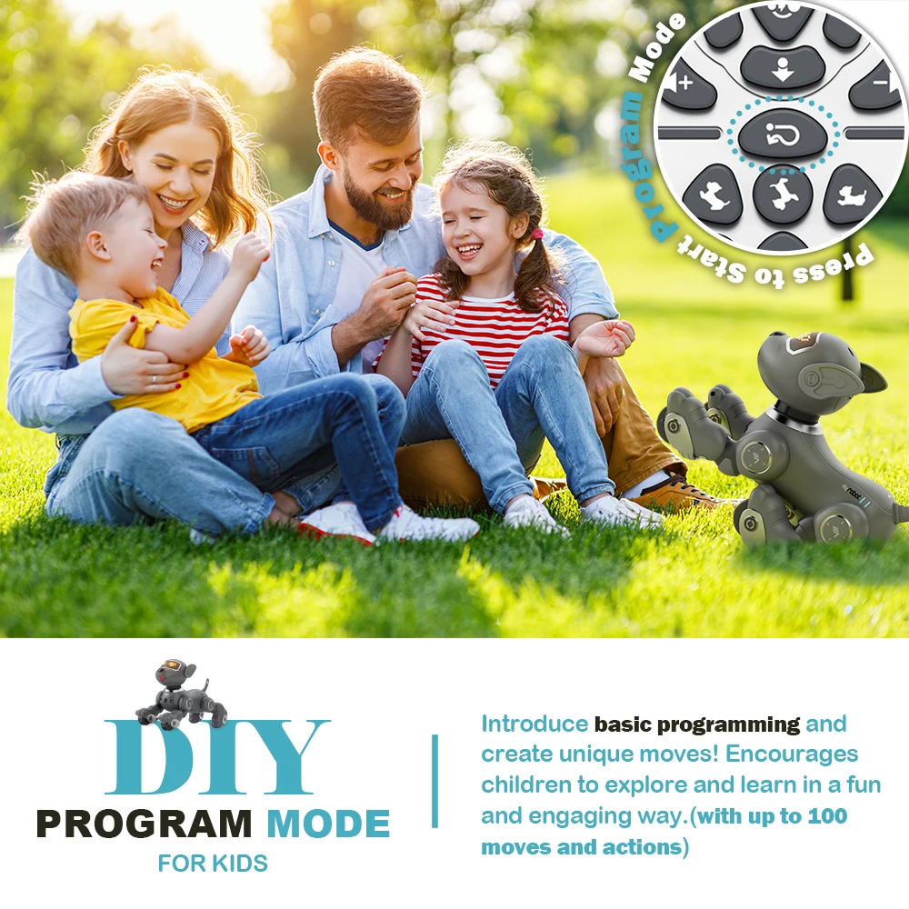 VATOS Robot Dog Toy for Kids Voice Remote Control Pet Interactive Touch Sensors 20+ Mode Robotic Puppy Toy Boys Girls 3