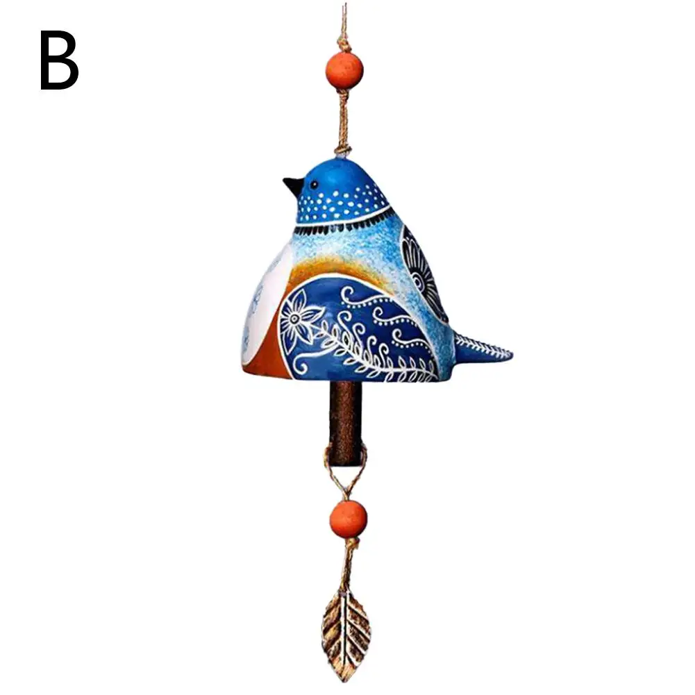 Carillon éolien Cloche Oiseau En Résine - Décoration Jardin, 6 Couleurs, Son Doux, Pour Terrasse Ou Porche