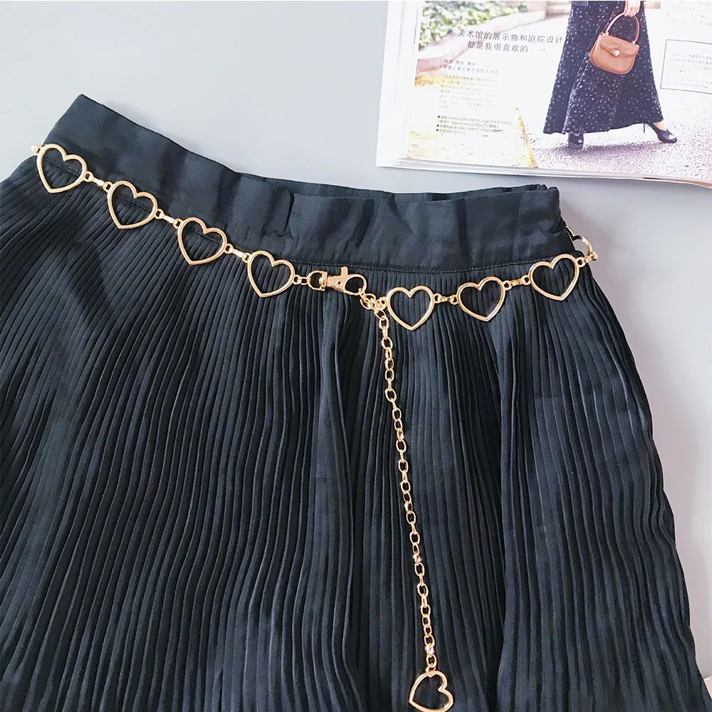 

Sexy Belt Ladies Women Love Heart Metal Waistband Waist Chain Pants Chain Heart Belts