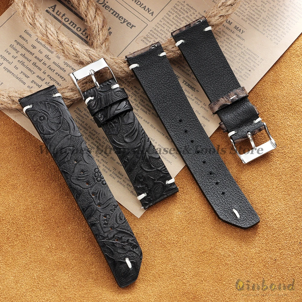 Elegant Calfskin Leather Printed Watch Strap - Women's & Men's Accessory