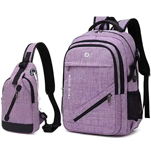 

Large Laptop Backpack 17.3 inch Waterproof Travel College Backpack Bookbag,Crossbody Sling Bags for Men & Women