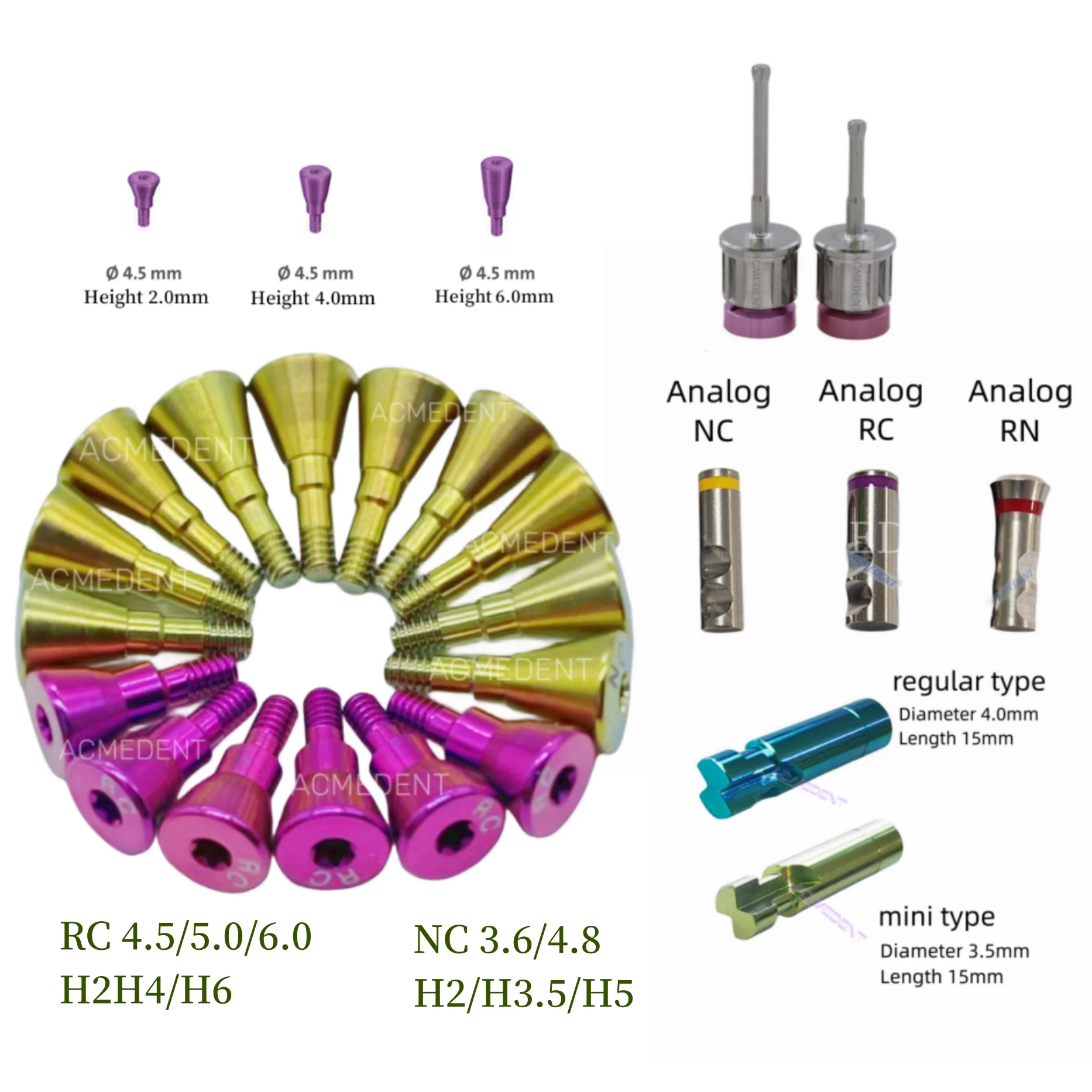

Dental Healing Abutment Cap For NC 3.6/4.8 RC 4.5/5/6.0 Screw Abutment Closure Screw transfer Alternative