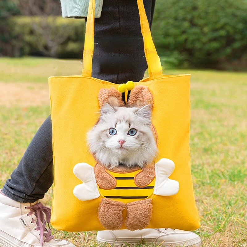 2023 Pets Canvas Bag Cute Canvas Going Out Bag Available Outcrop Small Bee  Styling Cat Bags One Shoulder Bag Small Pet Tote Bag
