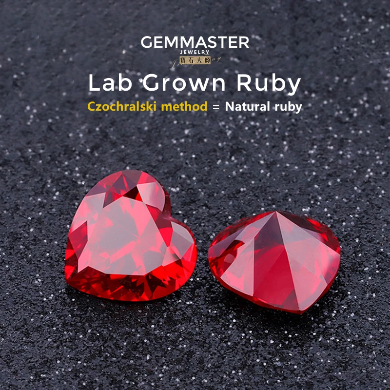 Heart lab grown ruby Pigeon blood vivid ruby Czochralski method lab with AGL certificate VVS 1ct 2ct 3ct loose