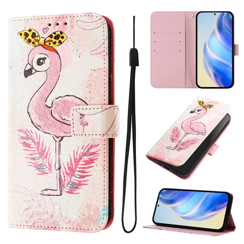 Leather Wallet Flip Case with Cartoon Design