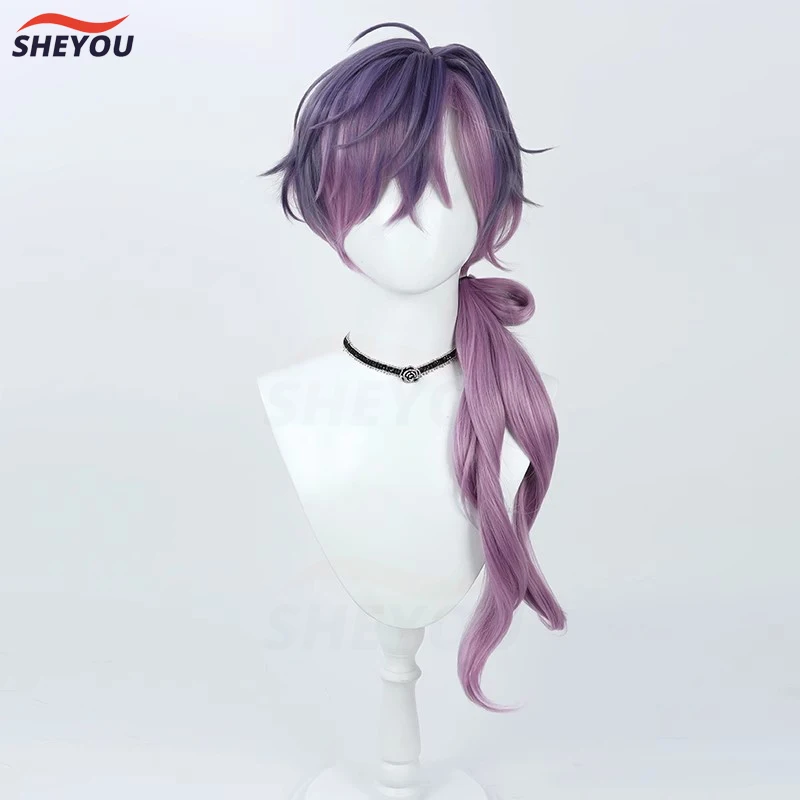 Vtuber NIJISANJI Uki Violeta Cosplay Wig Dark Purple Gradient Long Heat Resistant Synthetic Hair Anime Cosplay Wigs + Wig Cap