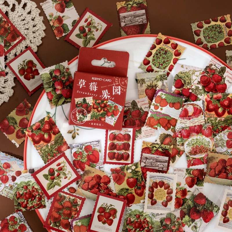 

46Pcs/Set Strawberry Theme Stickers Personalised Phone Labels Aesthetic Scrapbooking Notebook DIY Collage Card Material Supplies