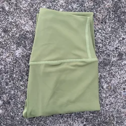 Solid Color High Waist Women's Athletic Leggings with Pocket - S (Matcha Green)