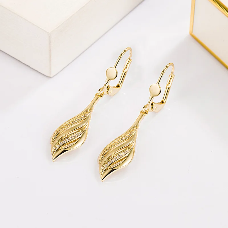 Pendientes Colgantes Aretes De Oro Para Mujer De Moda Par De