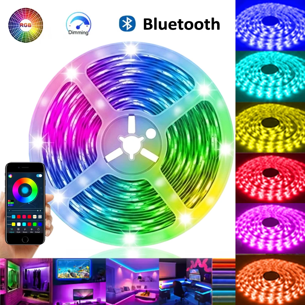 Led Lights for Bedroom, Music Sync Color Changing Strip Lights, Bluetooth App Control RGB Strip, Christmas Lights decoration for Living Room TV Back light Room Home Party Decoration