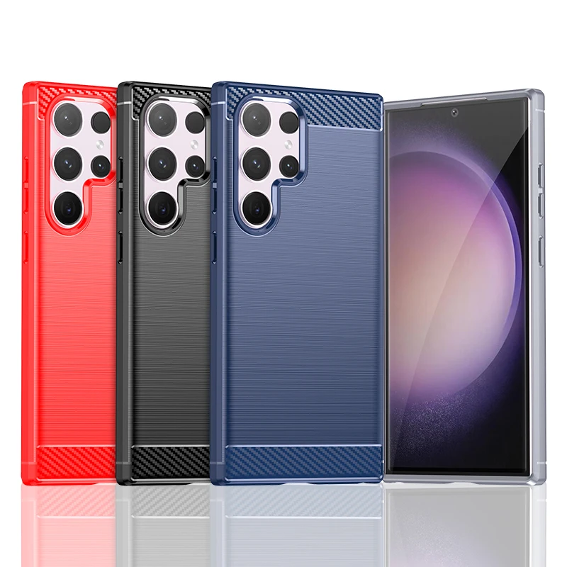 

10 шт., Мягкий бампер из углеродного волокна для Samsung S24 Ultra S21 Plus S20 FE S10E A15 A05 A05S F54 M53 M33 M13 F13