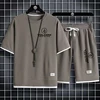 2024 VOLCOM New Man Tracksuits 2 Piece Short Sleeve Suits Printing T-shirt +Sweatpants Sets Sutdent Casual Summer Sport Clothes 3
