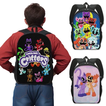 스마일링 크리터 배낭 만화 애니메이션 피규어 캣나프 남녀공용 여행 학교 가방, 십대 배낭 노트북 데이팩 책 가방