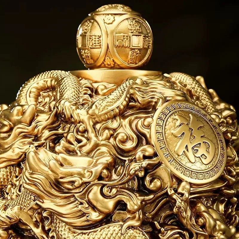 Nine turn heaven and earth tripod decoration sitting room office the Year of the Loong mascot decoration store gift