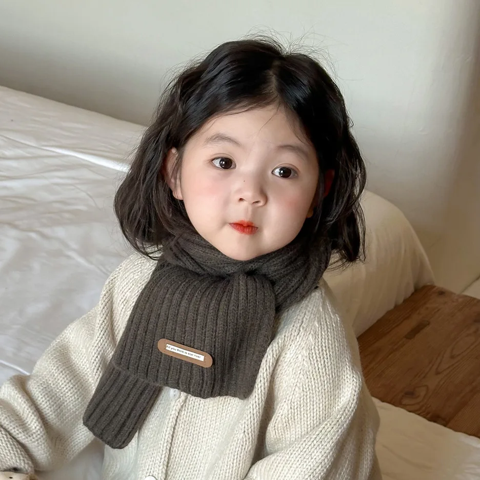 New Korean Children's Scarf Winter Fashion Knitting Ins Versatile Boys and Girls Wool Baby Scarf Wholesale