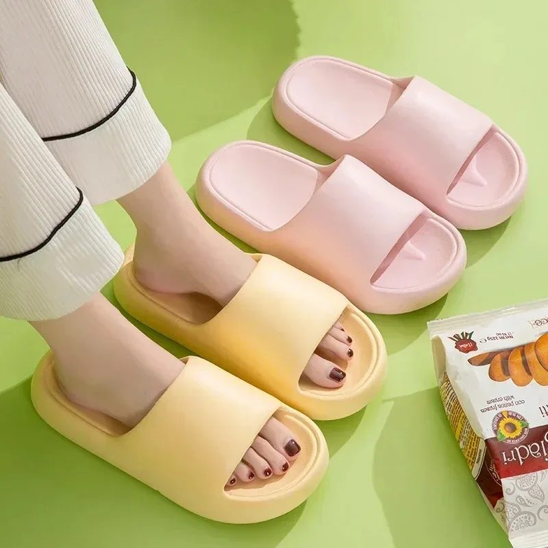 Summer Concise Solid Color Ladies Home Shoes for Women Couple Cosy Slides Lithe Soft Sandals Slippers Indoor Flip Flops