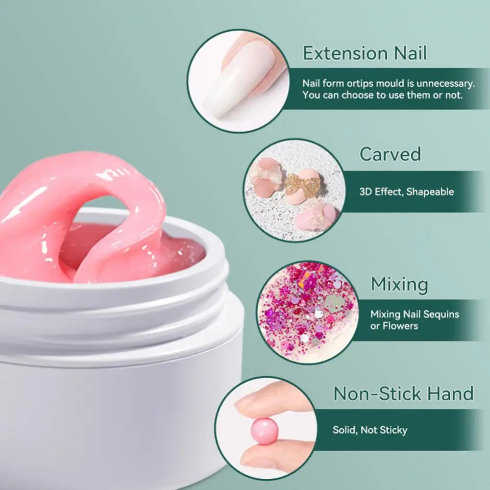 Non Stick Hand Nail Extension Gel Solid Gel Nail Polish Carving Flower Varnish Rhinestone Glue Art 15ml