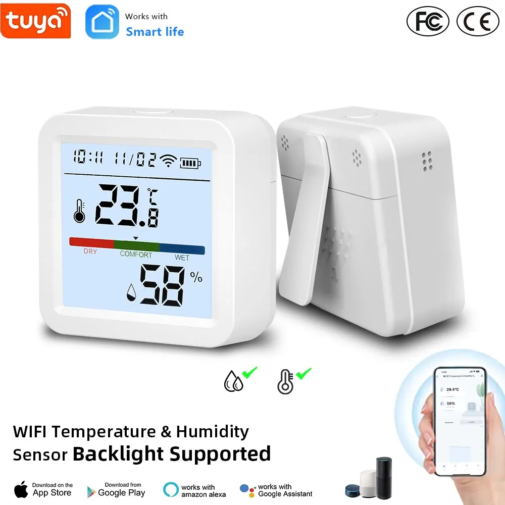 WIFI Temperature Humidity Detection Sensor Smart Life APP Control Indoor  Hygrometer Thermometer Support Alexa Google Assistant - AliExpress