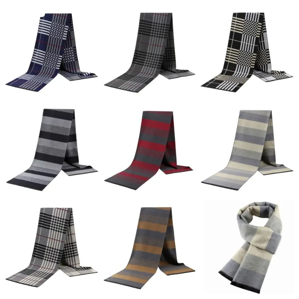 

Мужской кашемировый шарф, зимняя мягкая шаль из пашмины в клетку