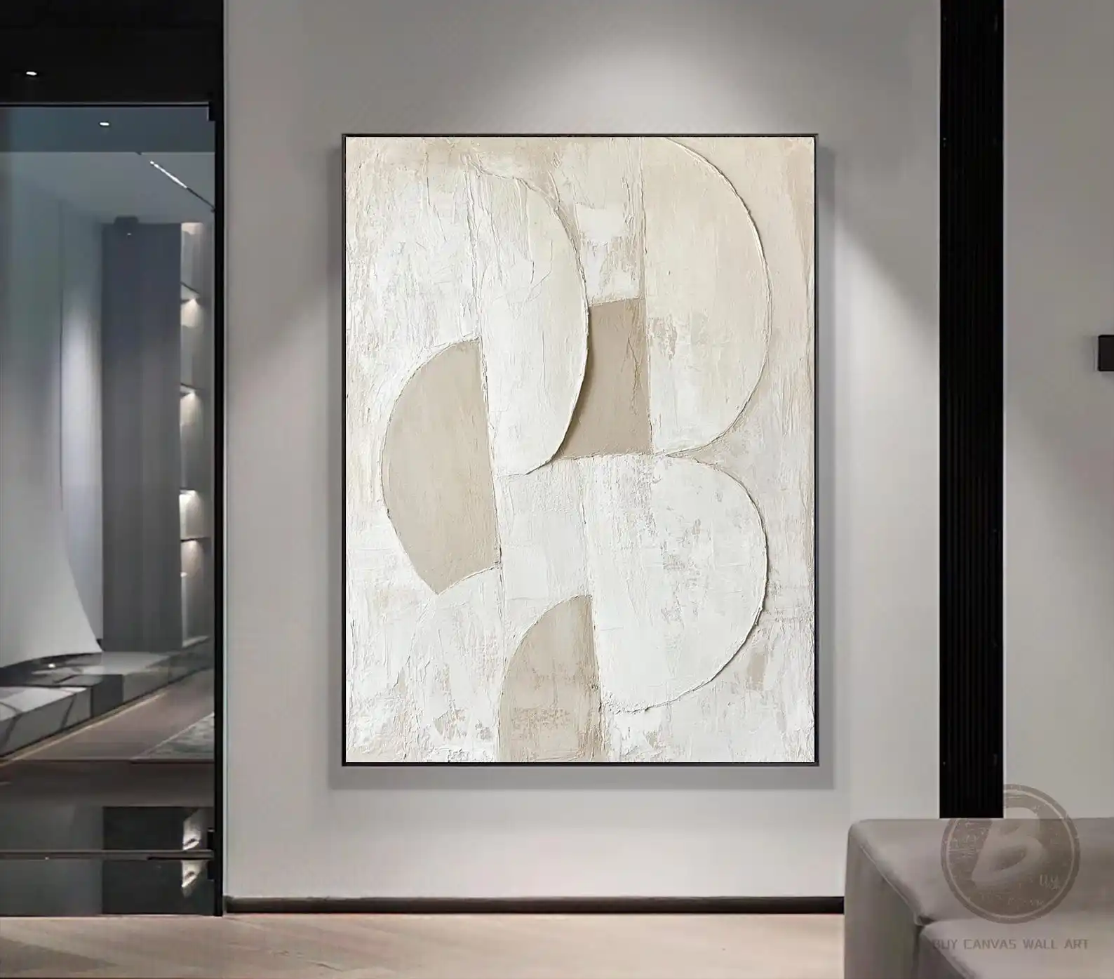 Mhemyo Creamy Beige Texture Wall Art Large Modern Minimalist Wabi Sabi Abstract Hand Painted Oil Painting on Canvas Home Decor 1
