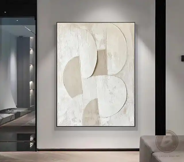 Mhemyo Creamy Beige Texture Wall Art Large Modern Minimalist Wabi Sabi Abstract Hand Painted Oil Painting on Canvas Home Decor 1