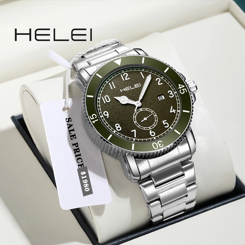 

HELEI New Model 2024 Khaki Field Series Business High-end Style Multifunction Quartz Movement Men's Quartz Watch Men's Watches