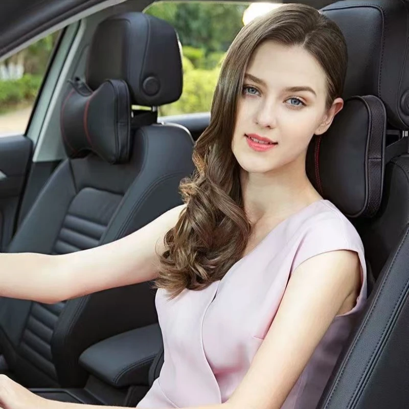모리스 가라지 MG ZS 5 7 6 사이버스터 MG4 EV ES5 HS ONE용 자동차 범용 시트 헤드레스트 양면 PU 가죽 목 메모리 베개