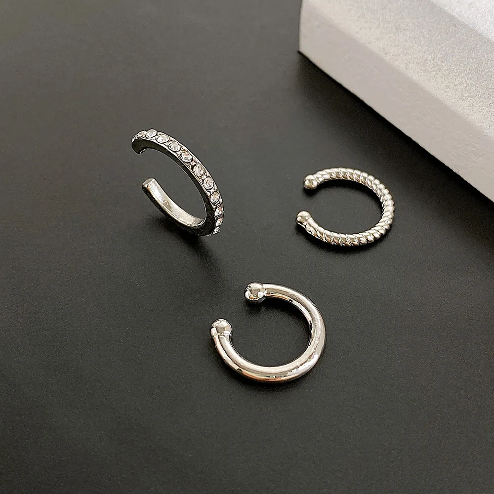Crystal Clip Earrings for Women Girls Minimalist Metal Mirco Pave Rhinestone Fake Piercing Ear Jewelry
