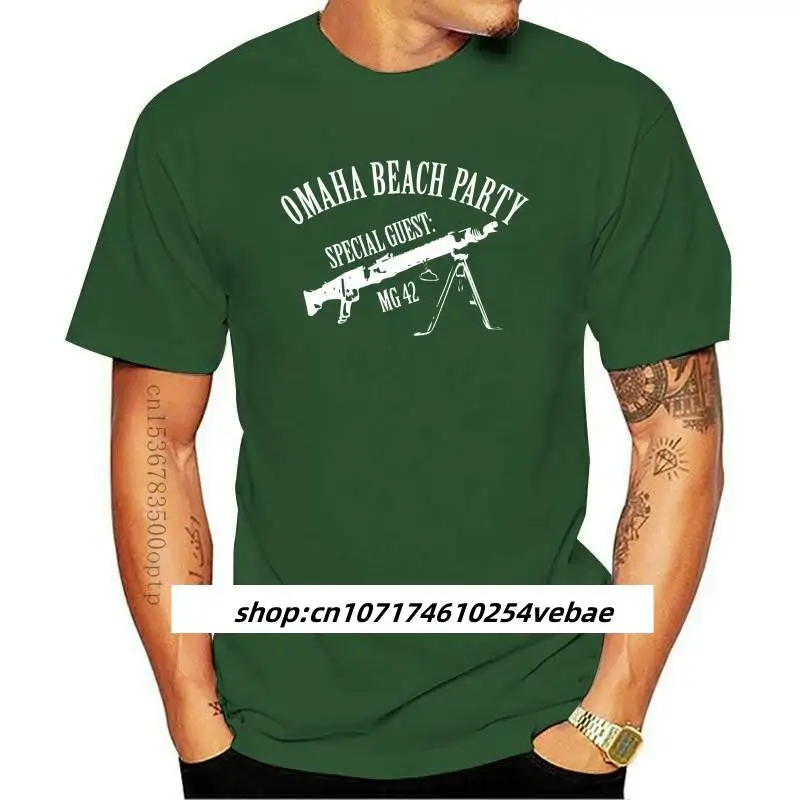 

2023 New Summer Fashion T-Shirt MG42 OMAHA BEACH PARTY WW2 CULT Germany German Cotton Tee Shirt
