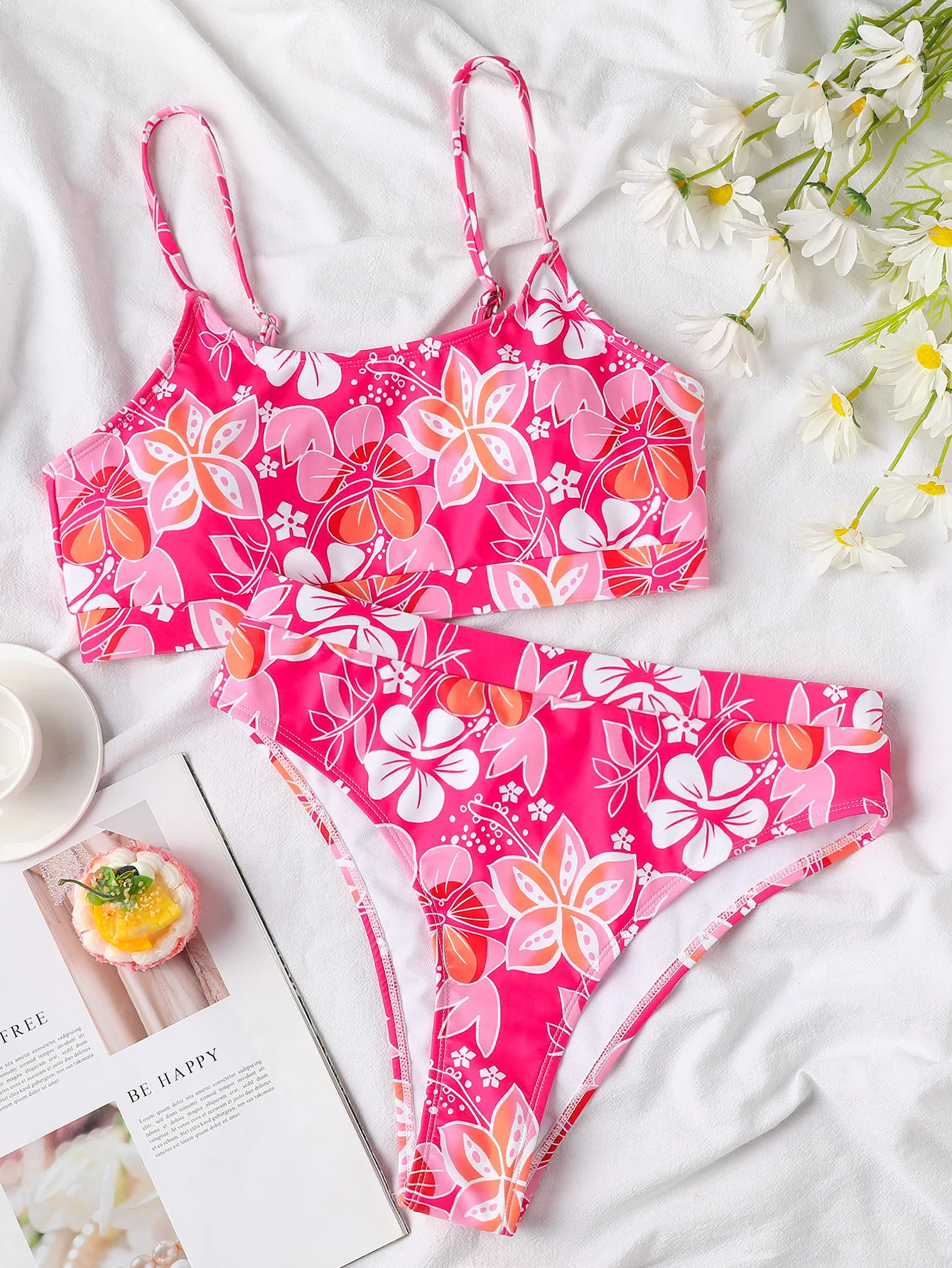 Maillot De Bain 2 Pièces Fille Tankini Imprimé - Short De Bain + Haut - 6-14 Ans