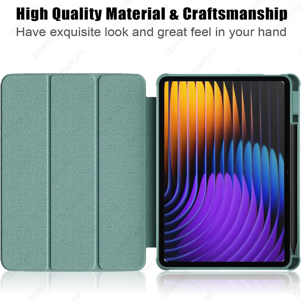 Durable Tablet Case with Pencil Holder and Clear Back Shell