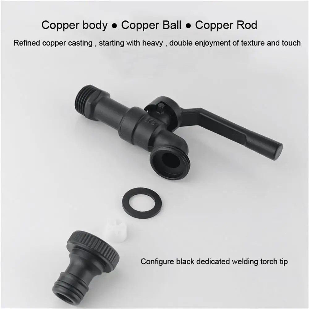 Black Brass Garden Hose Faucet Outdoor Anti-Freeze Bibcocks with Dual Outlet for Washing Machine 1/2 Inch Outdoor Faucet, Garden
