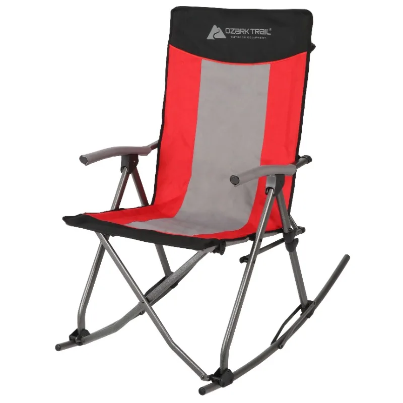 

Ozark Trail Camping Rocking Chair, Red, 19lbs outdoor furniture folding chair beach chair
