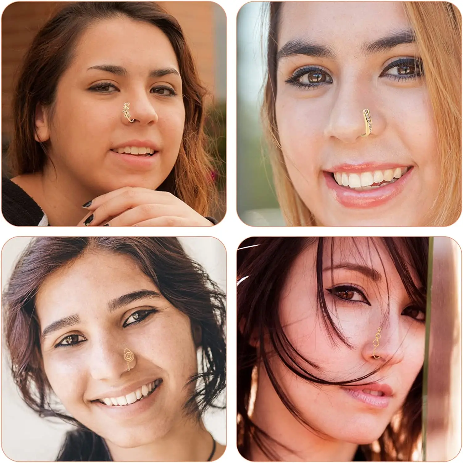 Piercing Fake Nose Ring CZ African Nose Cuffs Gold Faux Septum Nose Rings Clip on Nose Jewelry for Woman Non Pierced Jewelry